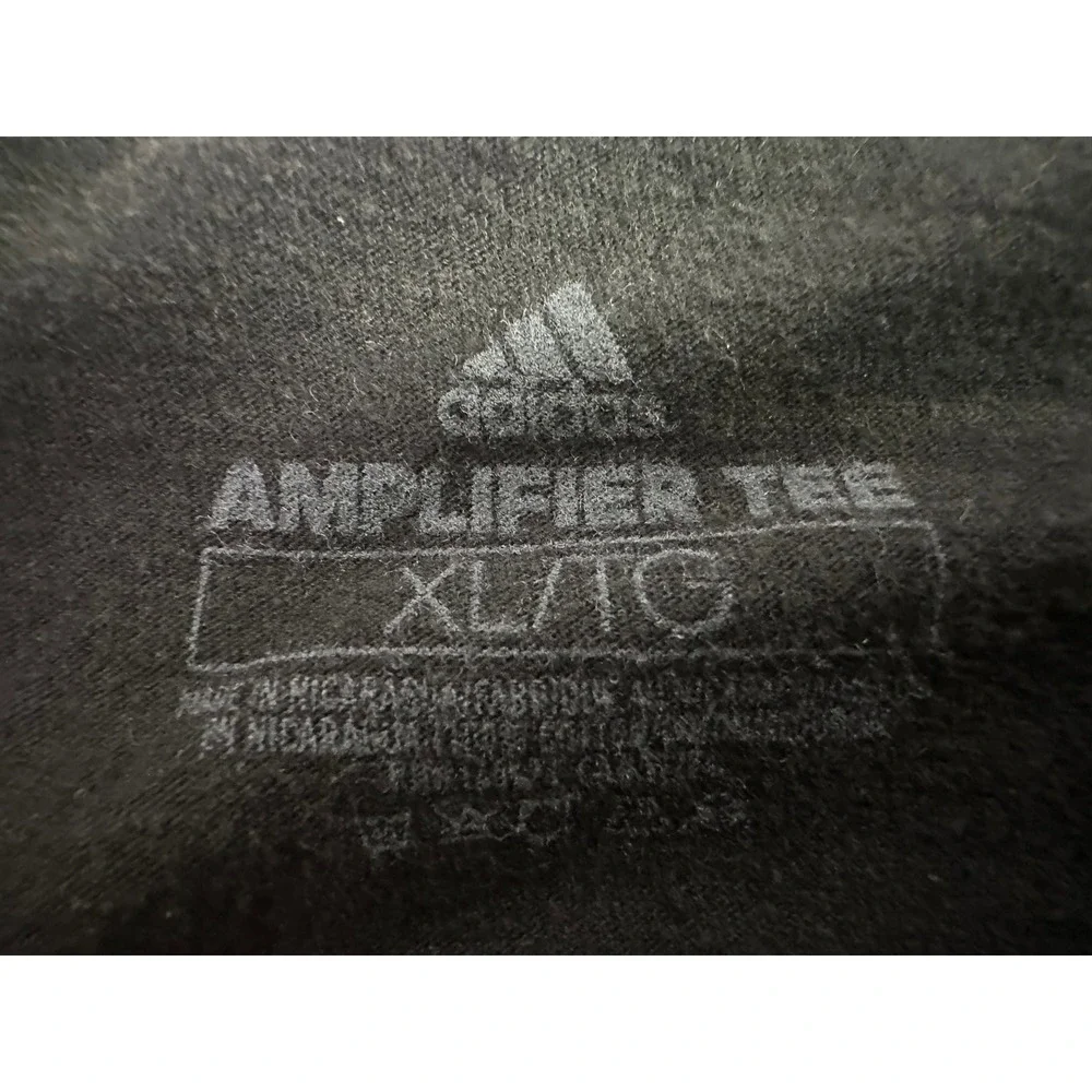 Adidas Amplifier Tee Mens XL Black White‎ Logo Graphic T-Shirt Stained Flaws